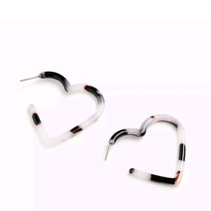 Jcrew heart black white earrings